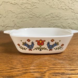 Vintage 1975 CorningWare Country Festival 1.75 Cup Petite Casserole Dish P-41-B